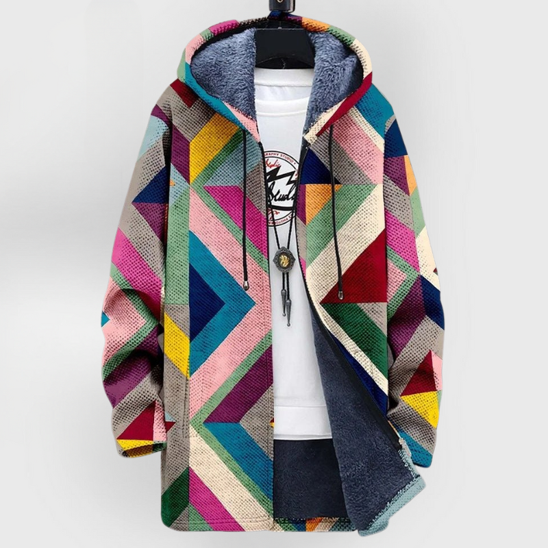 Velia™ | Cardigan con Cappuccio a Fantasia Astratta