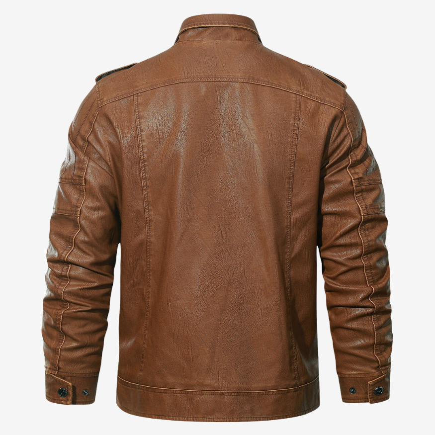 Vicenzo™ | Giacca in pelle marrone vintage foderata in pelliccia