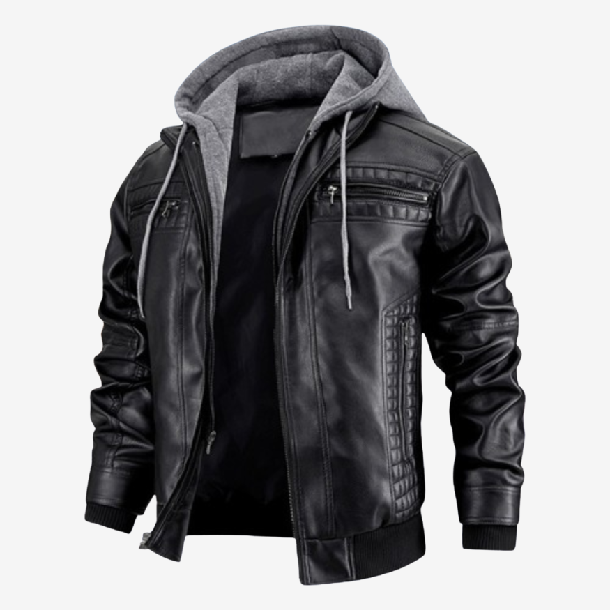 Vicenzo™ | Giacca di Pelle Moderna con Cappuccio