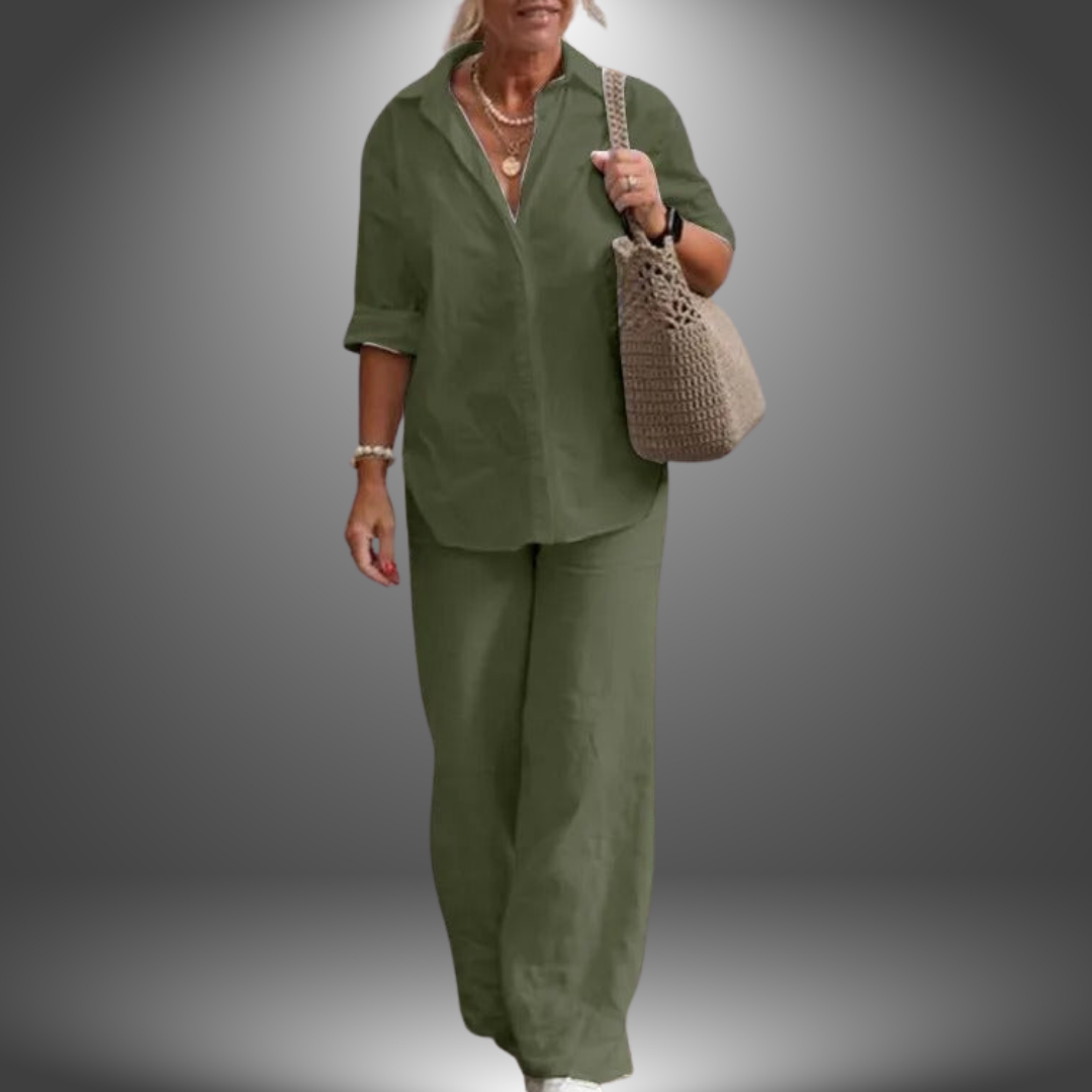 Aurora | Set Camicia e Pantaloni in Cotone Artigianale